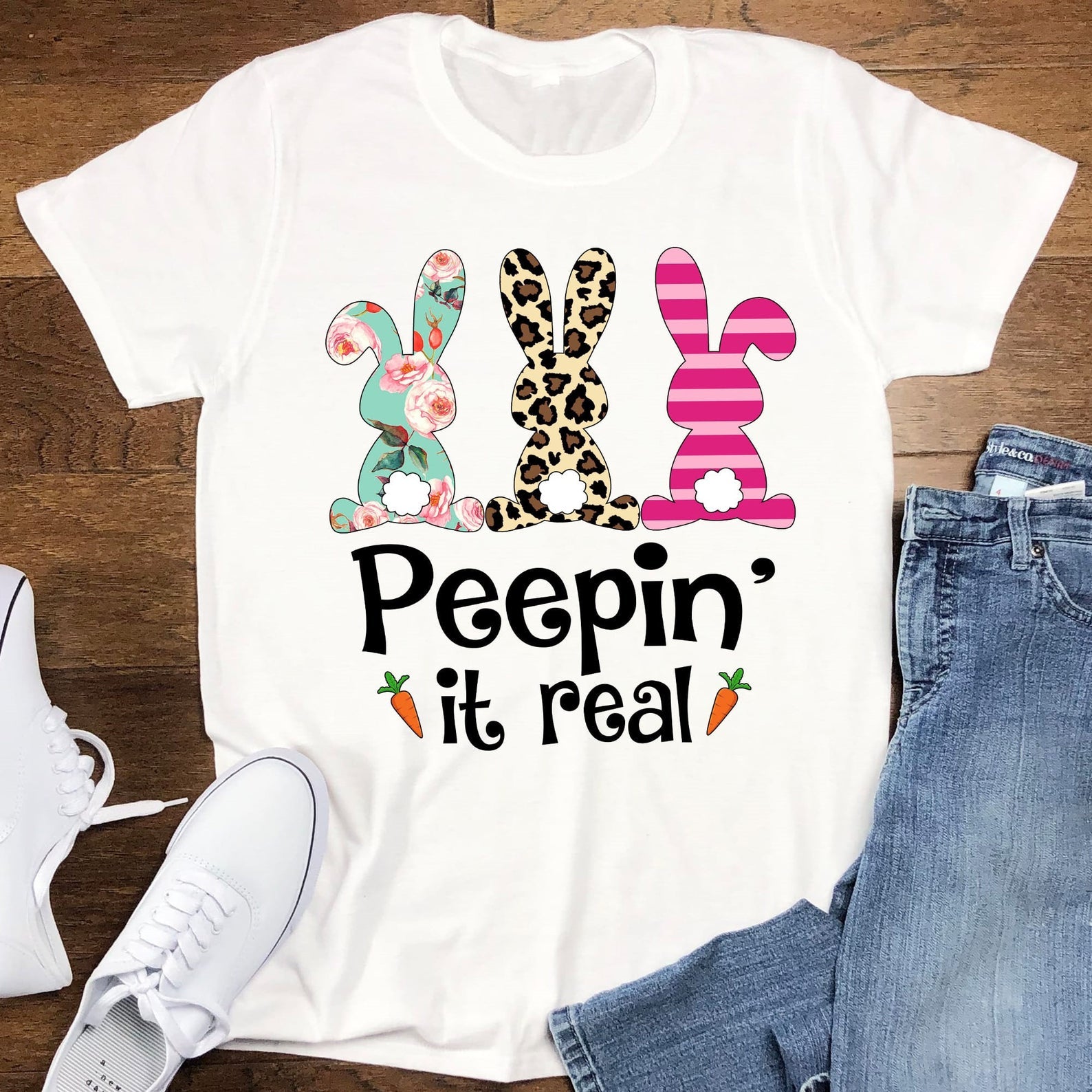 Peepin It Real Shirt, Leopard Bunny Easter Shirt, Easter Bunny Peep Shirt