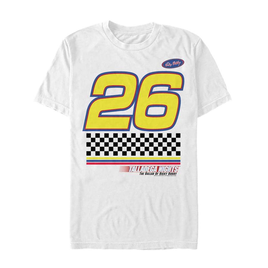 Talladega Nights: The Ballad of Ricky Bobby Men’s Checkered 26  T Shirt White