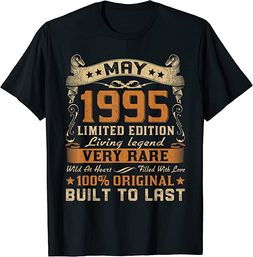 26th Birthday Gift 26 Years Old Retro Vintage May 1995 T-Shirt