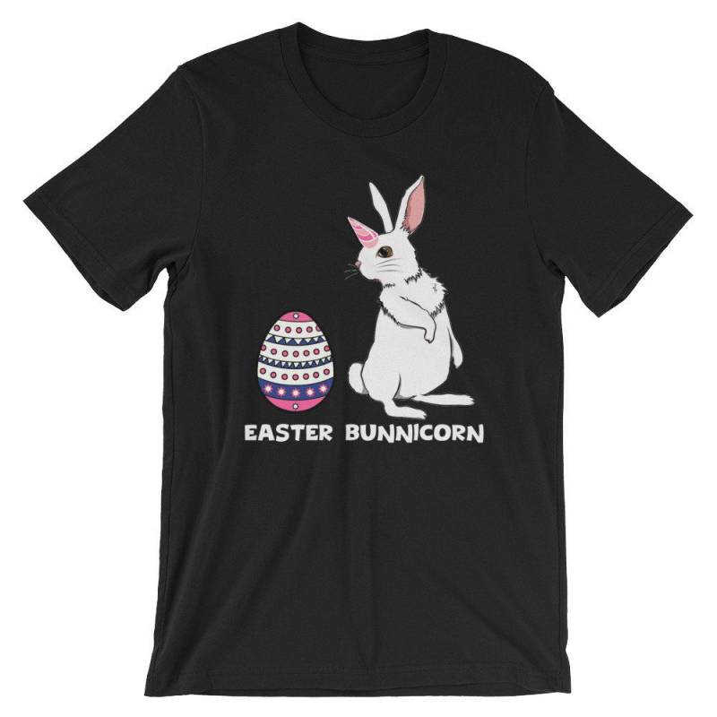 Crushtee Easter Bunnicorn Funny April 1, 2018 Unisex Shirt | Bunny With Horn & Easter Egg Pascha Holiday T Shirt | Best Gift Short Sleeve Tee Long Sleeve Hoodie