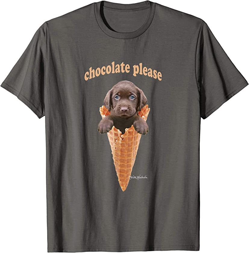 Chocolate Lab Puppy Ice Cream Cone T-shirt Cute Dog Tee