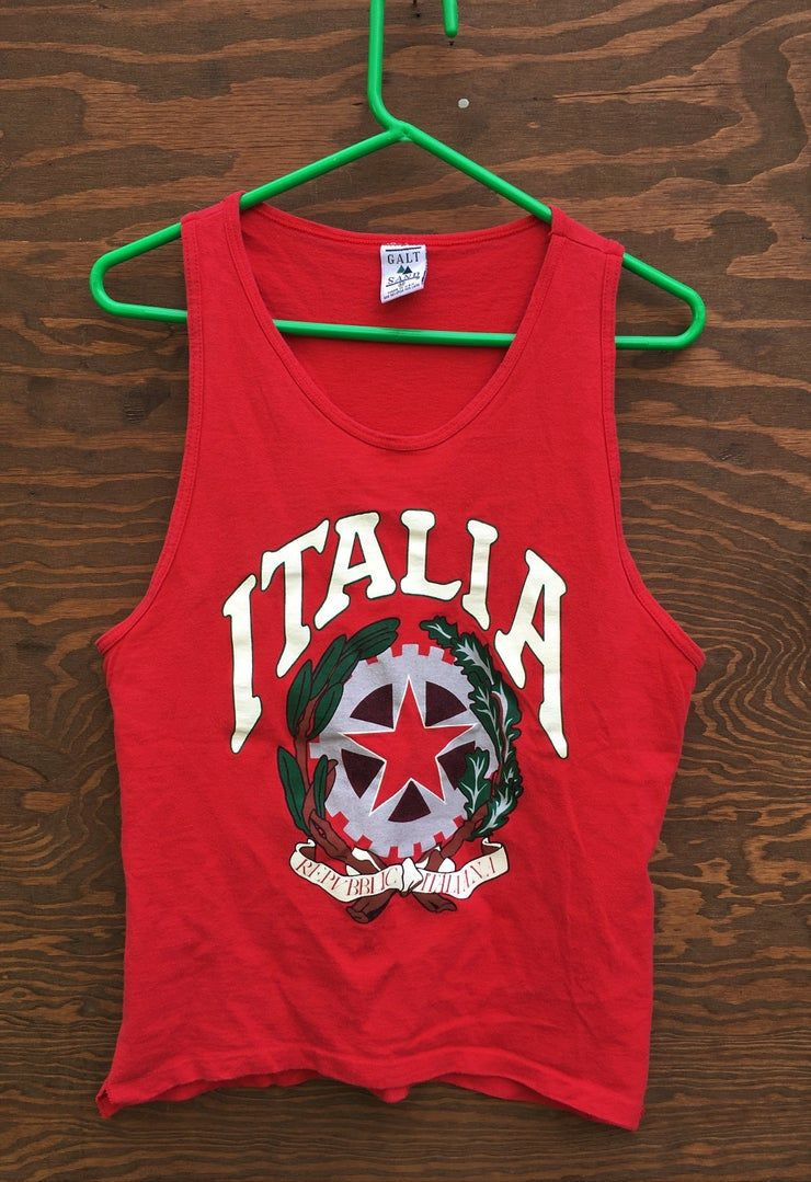 Vintage Italia Italie Rouge Pays 1980 S Tank Top Shirt