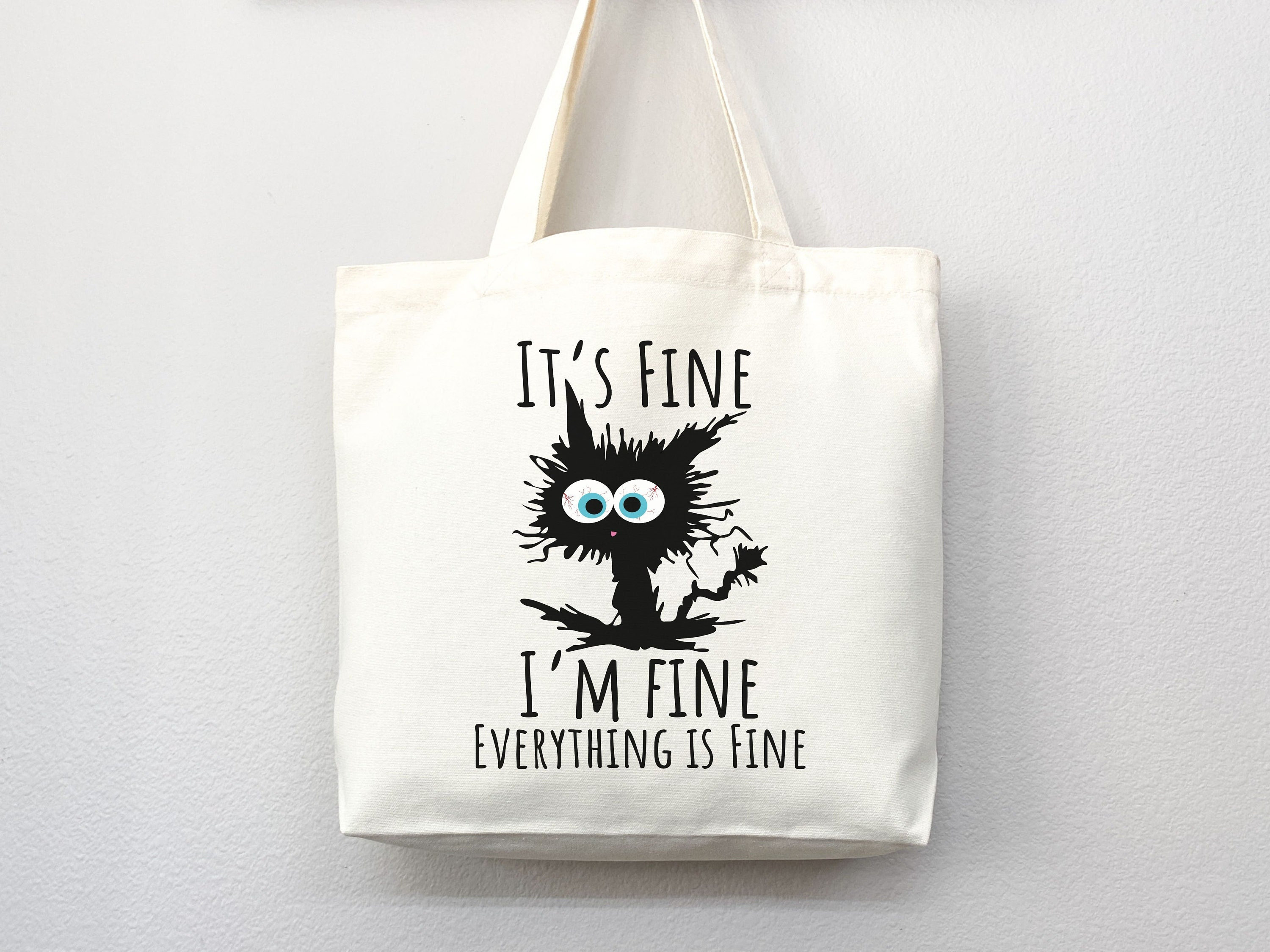 Cute Canvas Tote Everyday Tote Eco Friendly Bag Aesthetic Tote Shopper Bag Reusable Grocery Bag Cute Tote Bag School Bag Cat Lover Gift