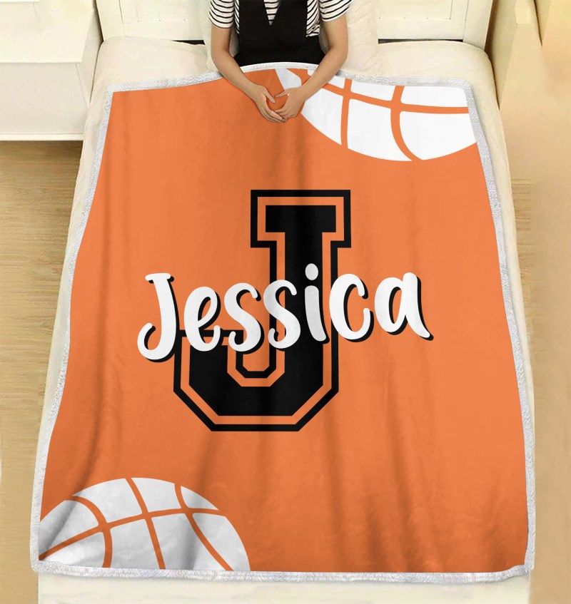 Personalized Custom Basketball Blanket, Gift For Basketball Player With Custom Name