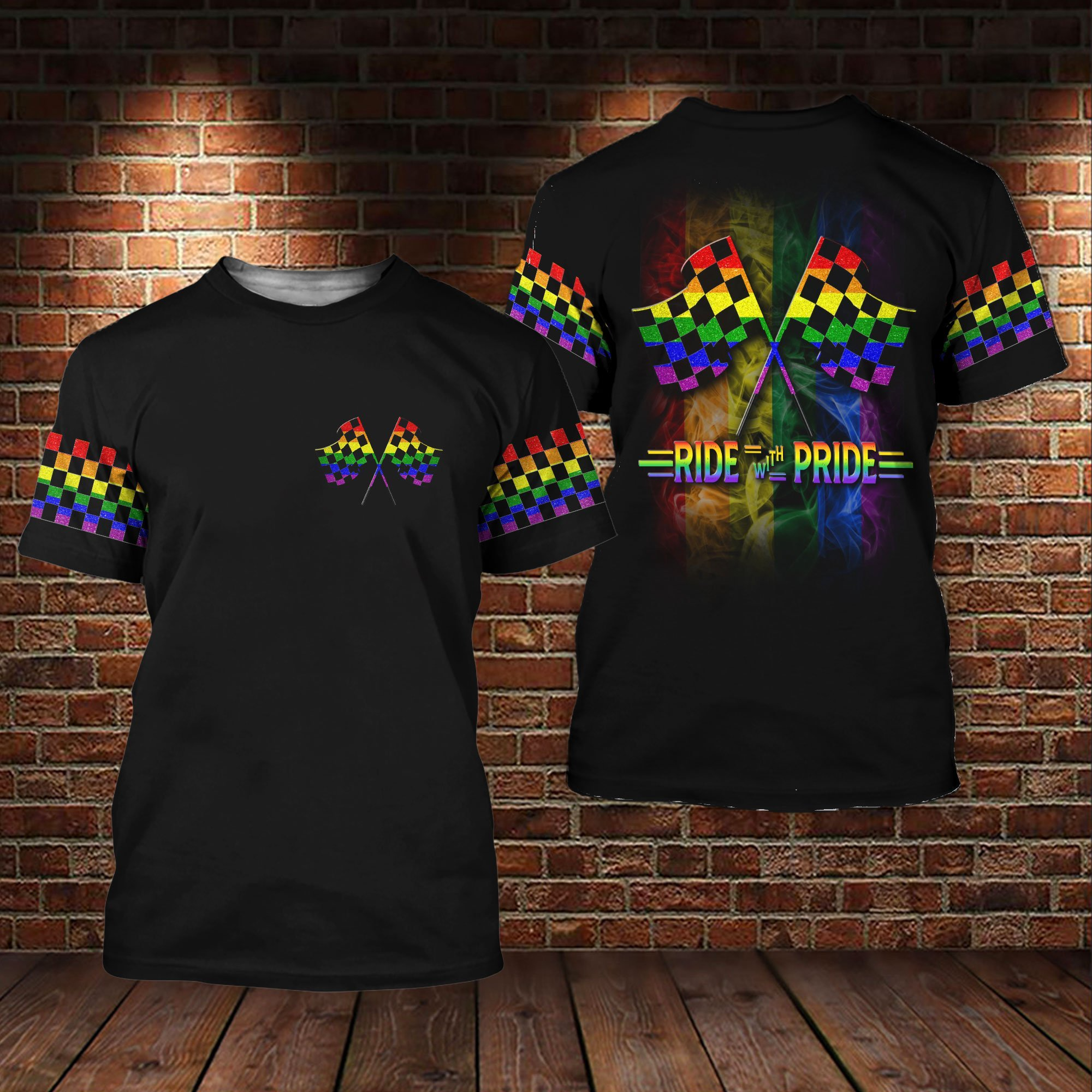 T Shirt Gift Gay Man, Lgbt Ride With Pride 3D All Over Printed Shirt For Lgbt Community, Gift For Gay Couple