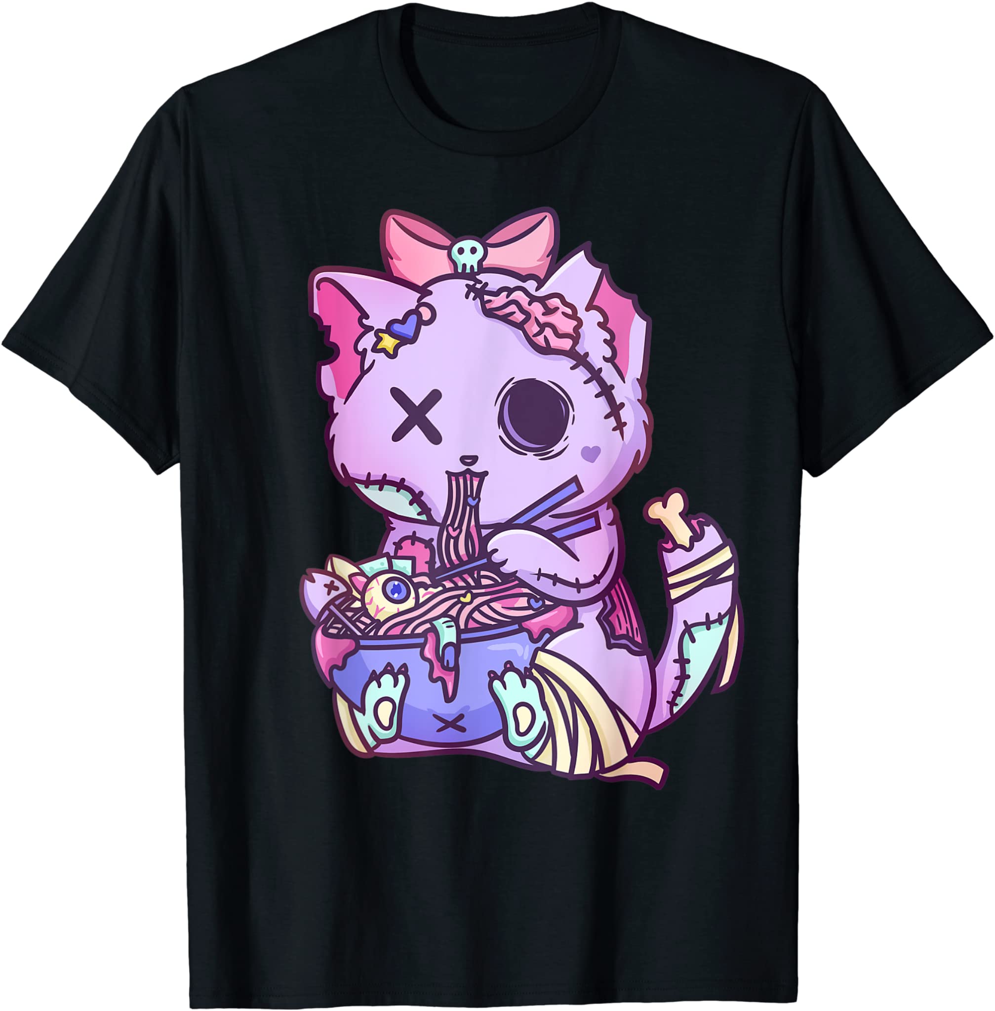 Cat Ramen Bowl Pastel Goth Nu Goth Anime Otaku Japanese T-Shirt