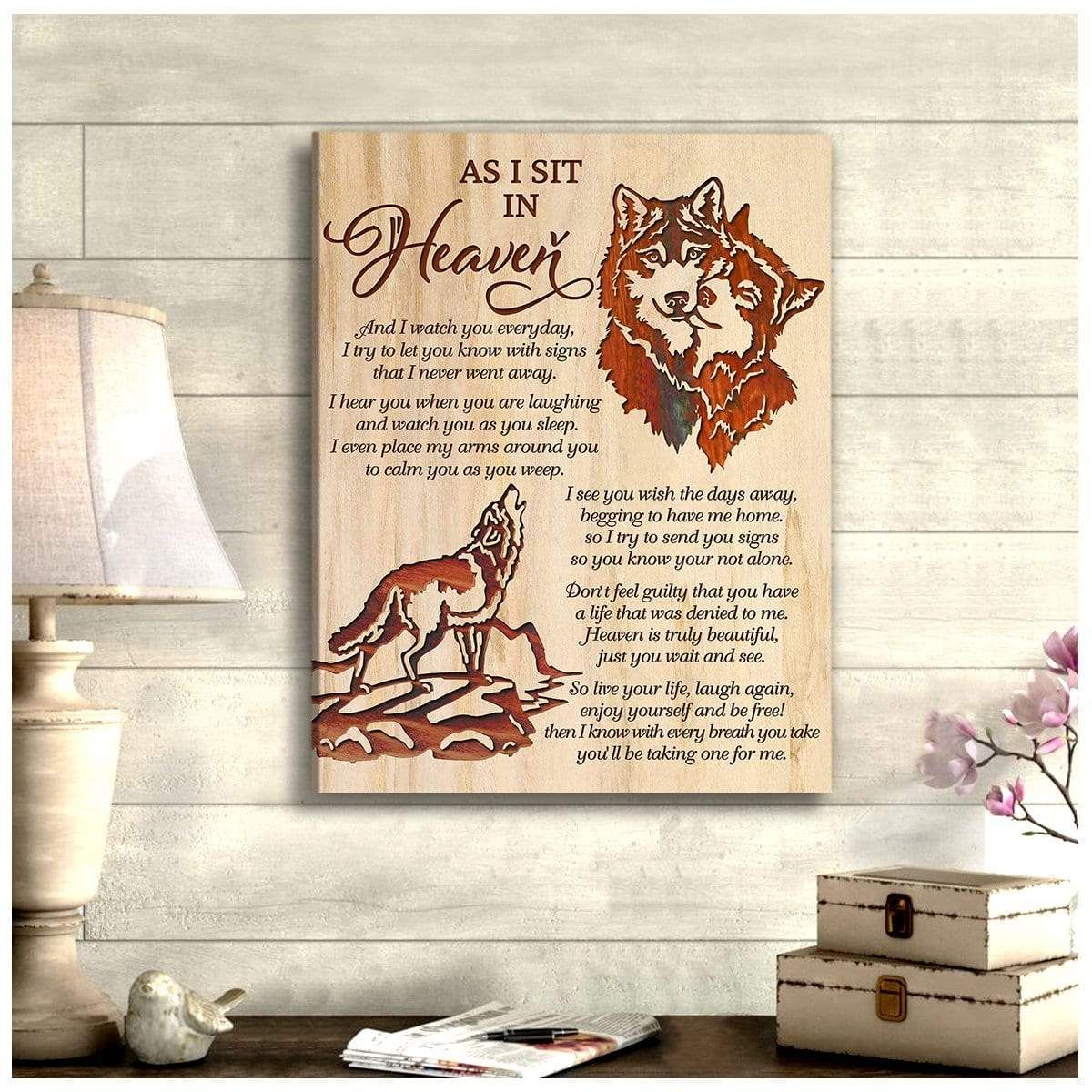 Animal As I Sit In Heaven Wolf Wall Art Canvas Christmas Gift Ideas