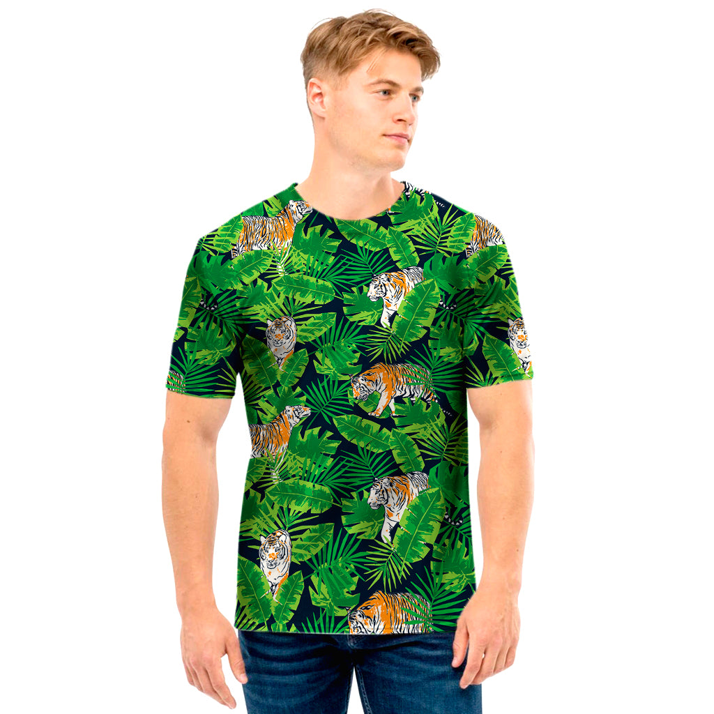 Tropical Tiger Pattern Print Men’S T-Shirt