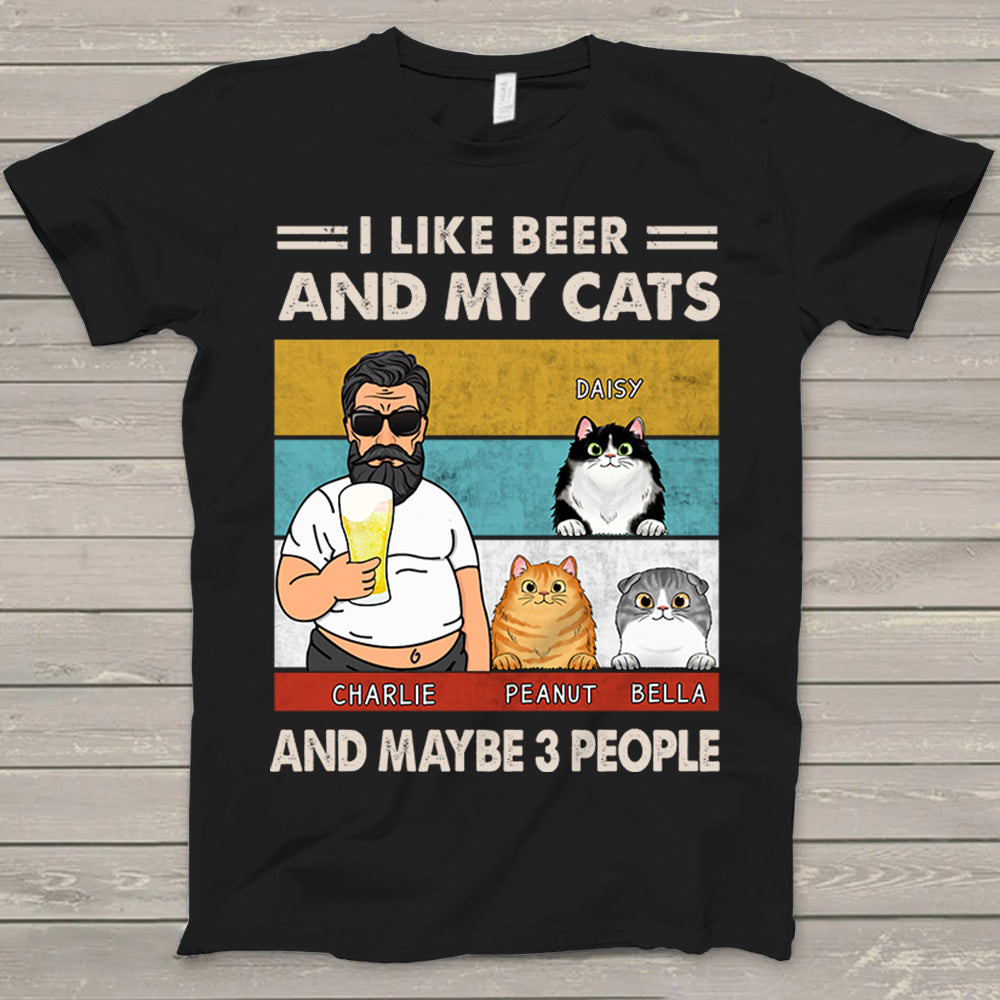 Personalized Dad Bod With Cat, I Like Beer And My Cats And Maybe 3 People, T-Shirt Gift For Cat Dad, M0402, Nh95