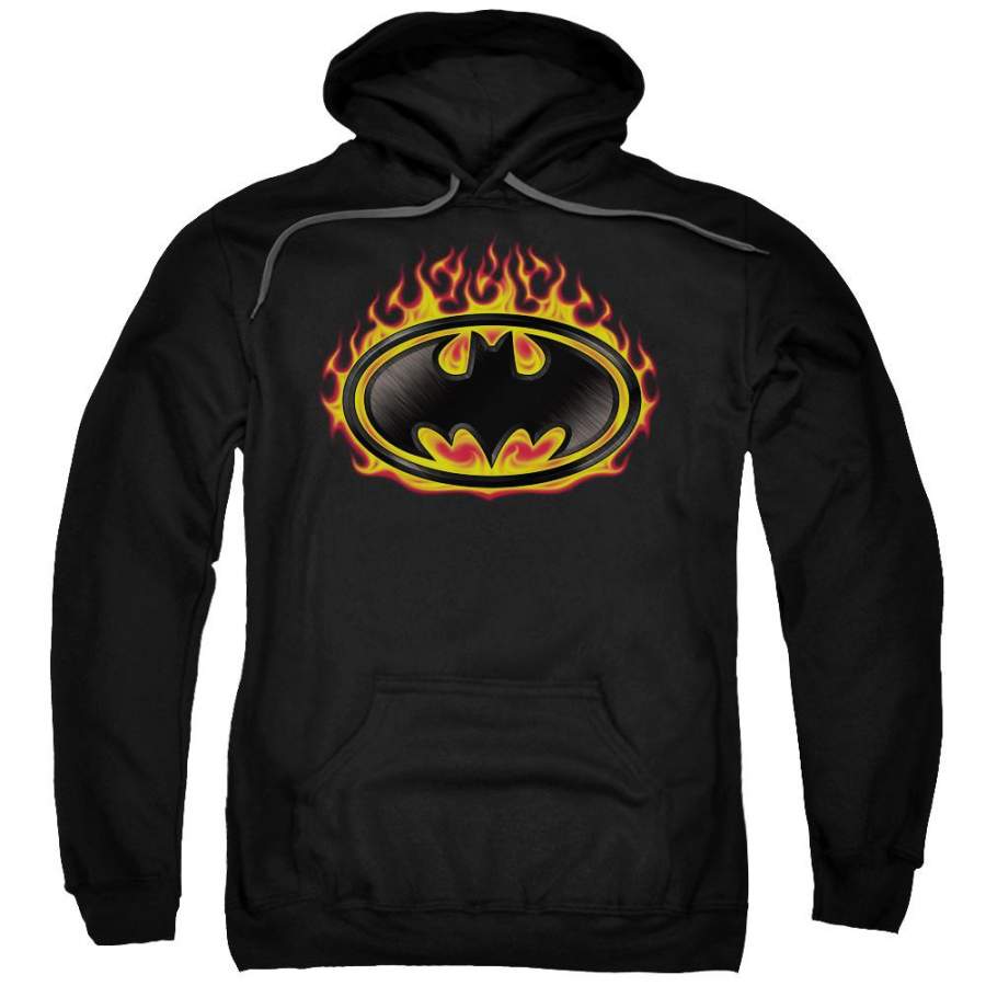 Batman – Bat Flames Shield Adult Pull Over Hoodie