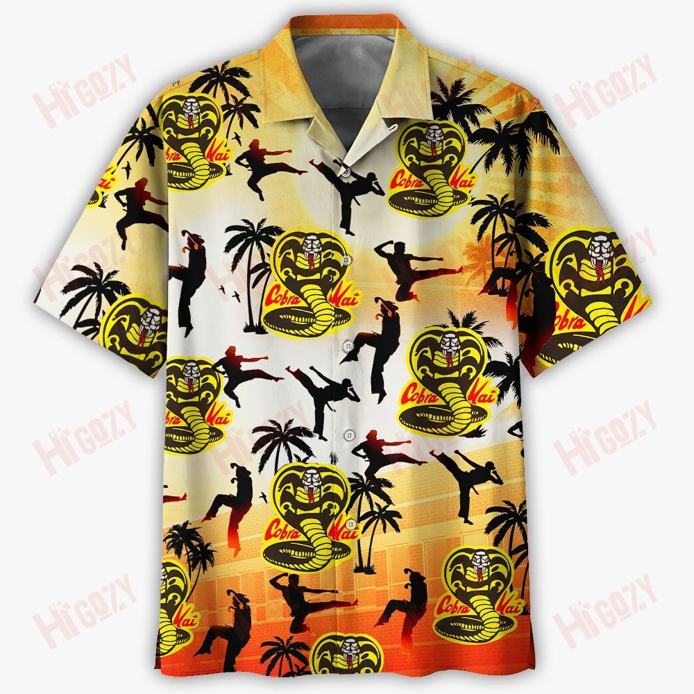 Beach Shirt Cobra Kai Metal Snake Logo Hawaii Aloha Short Sleeve Ha8480