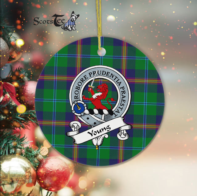 Young Scottish Clan Badge Plaid Ornament Gift. Christmas Tree Ornament Young Clan Tartan Ornament Great Christmas Ornaments Gift