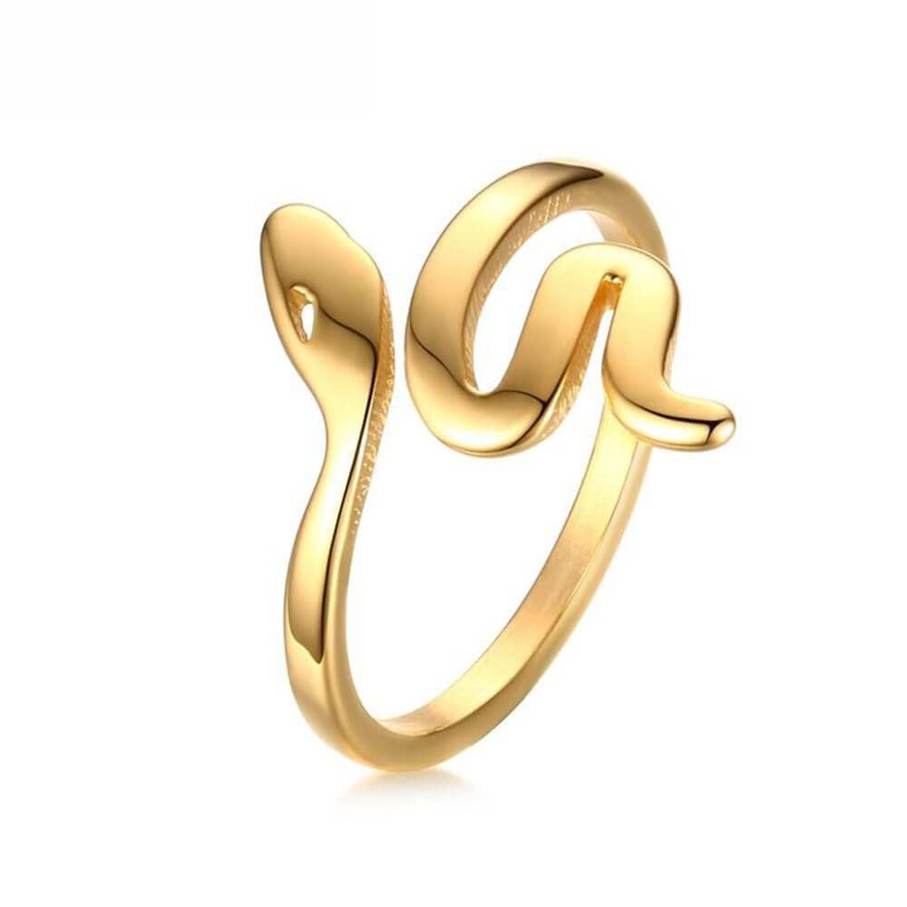 Snake Ring Simple Fashion Stainless Steel Gold Snake Jewelry Women Gift