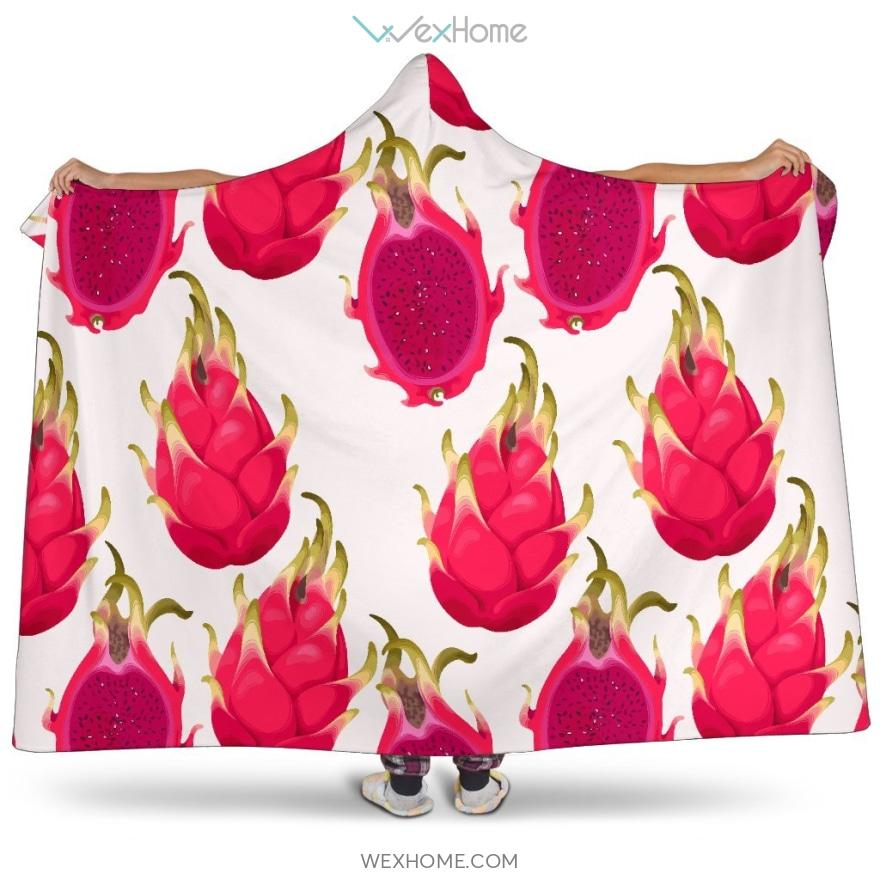 Dragon Fruits Design Pattern Hooded Blanket