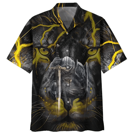 Waybackapparel Lighting Gold Lion 3D Hawaiian Shirt