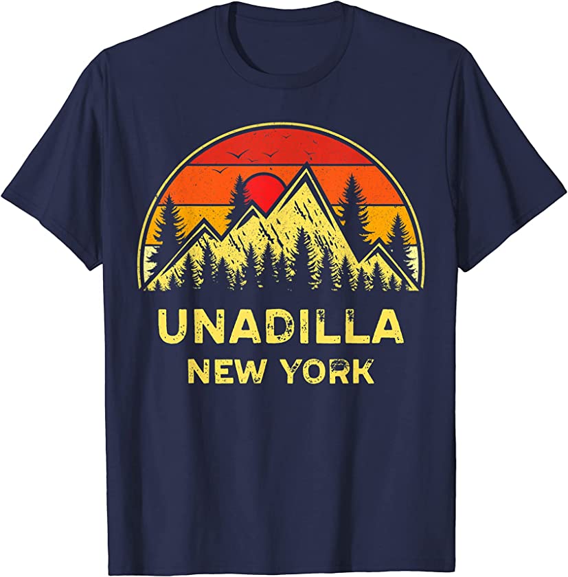 Vintage Unadilla New York NY Mountains Hiking Hike Souvenir T-Shirt