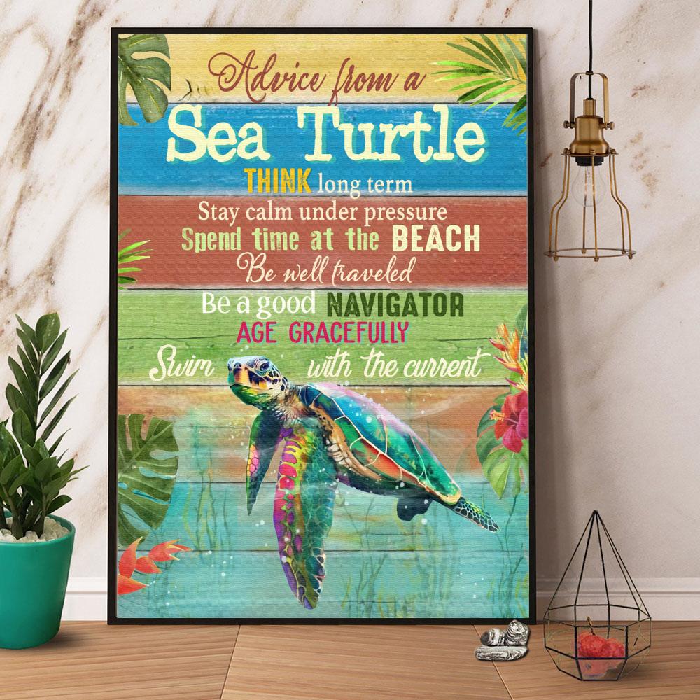 Turtle Advice From A Sea Turtle Portrait Poster & Canvas,Gift For Turtle Lovers Birthday,Gift Home Decor Wall Art Visual Art