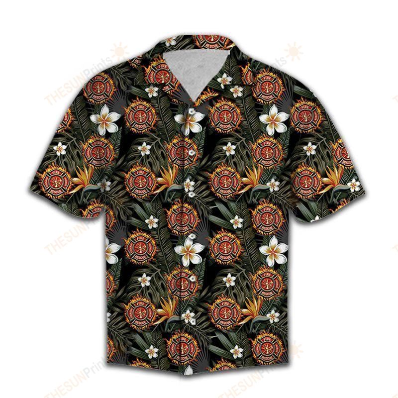 Firefighter Tropical Pattern Hawaiian Shirt Ha38889