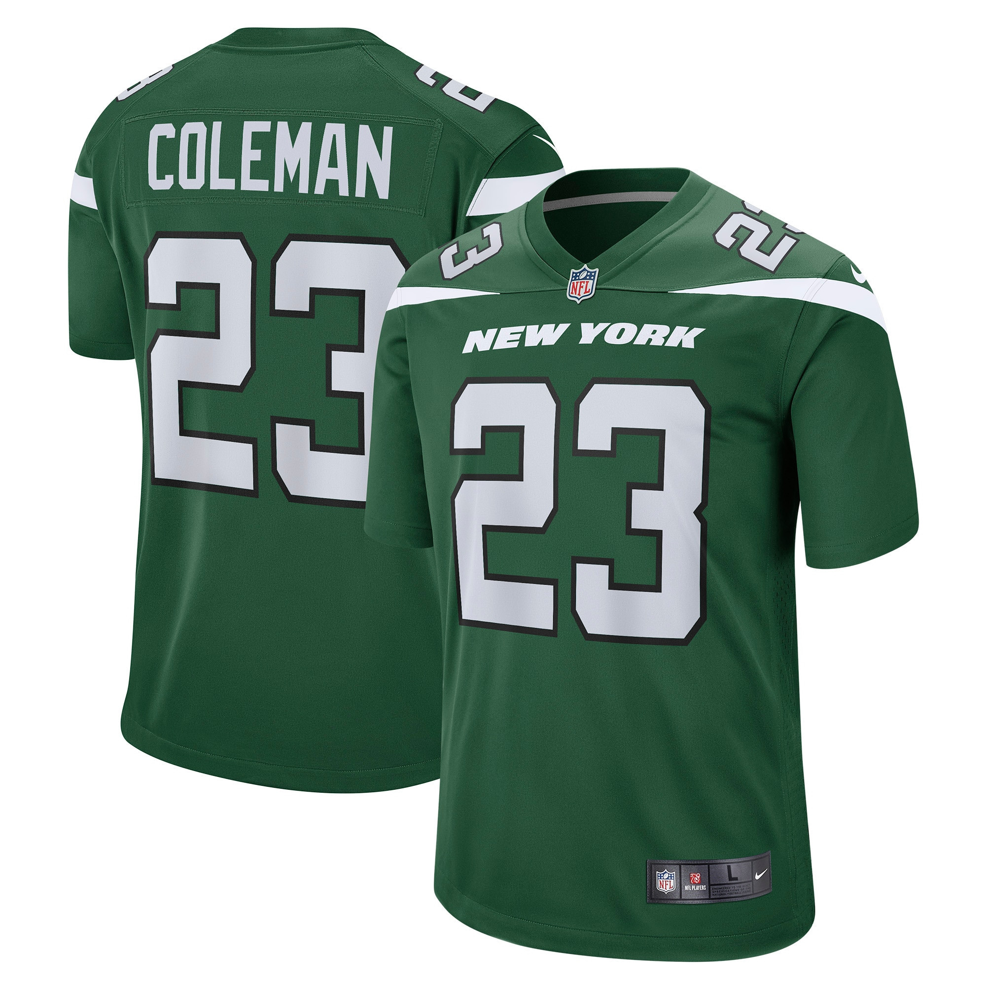 Tevin Coleman New York Jets Game Jersey – Gotham Green NFL