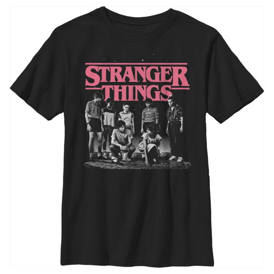 Stranger Things Boy’s Title Logo Faded  T Shirt