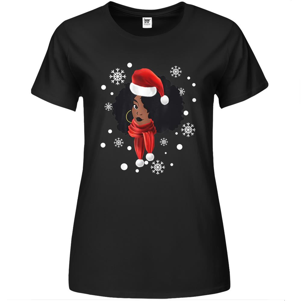 Black African American Santa Apparel Christmas Melanin Women Premium Womens T Shirts