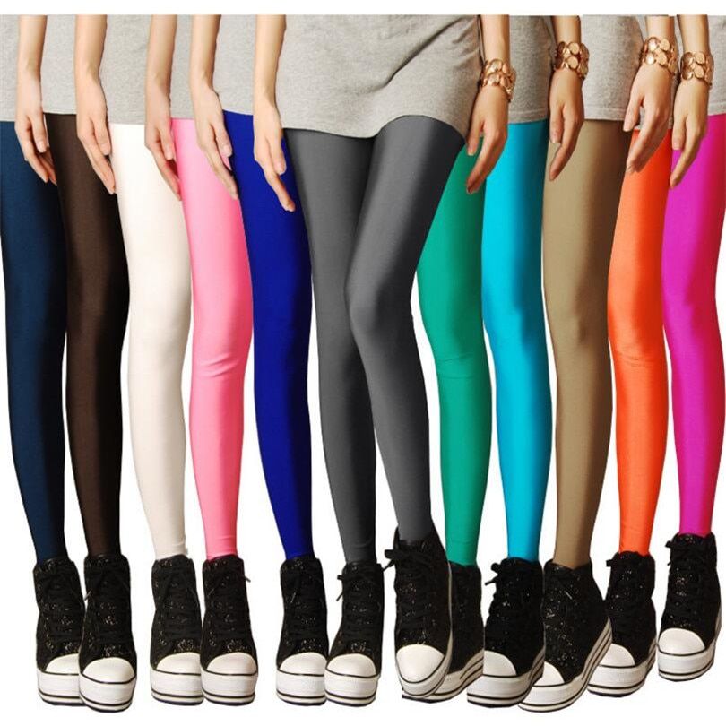 New Solid Candy Neon High Stretched Pants Plug Size Leggings