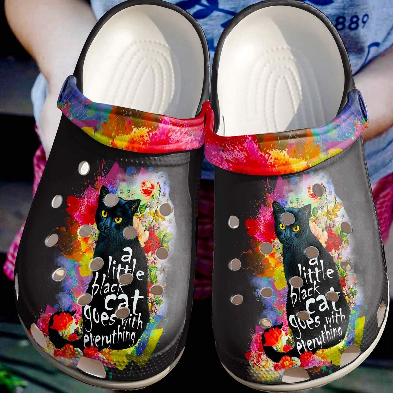 Cat Personalized Clog, Custom Name, Text Black Cat, Fashion Style For Women, Men, Kid, Print 3D