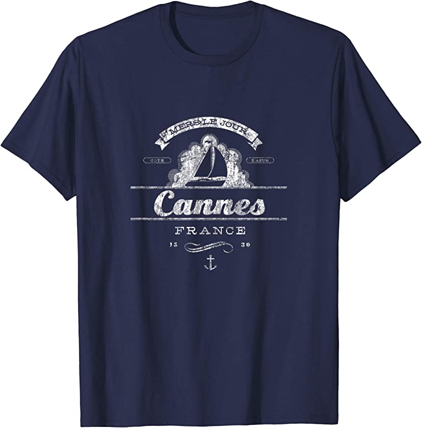 Cannes Sailboat T-Shirt Vintage Nautical Throwback Tee