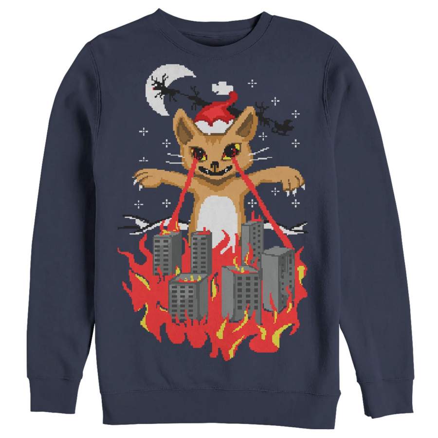 LOST GODS Men’s Ugly Christmas Catzilla Sweatshirt