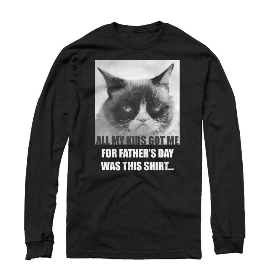 Grumpy Cat Men’s Father’s Day Gift  Long Sleeve Shirt Black