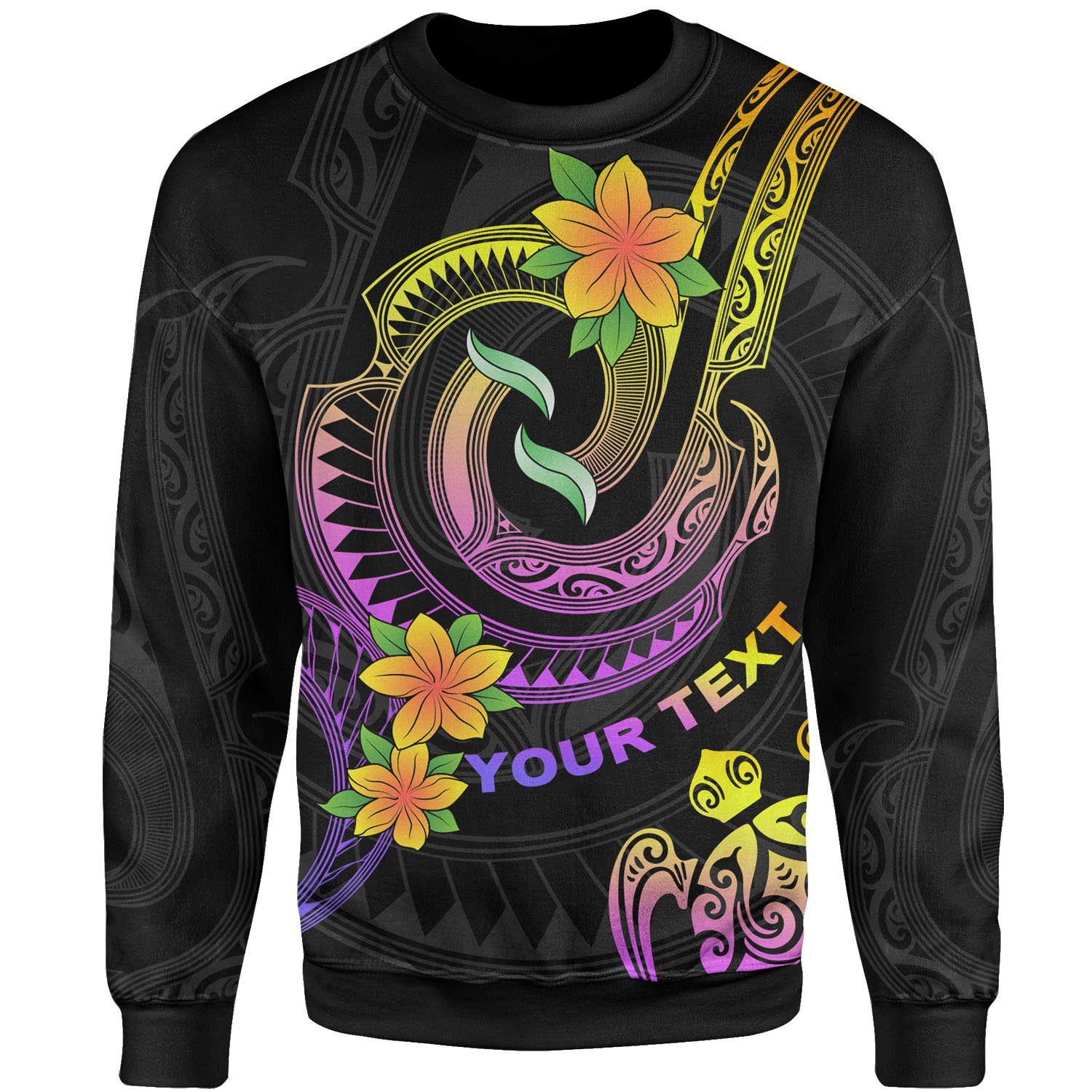 Polynesian Custom Personalised Sweatshirt – Plumeria Flowers with Spiral Patterns – BN26