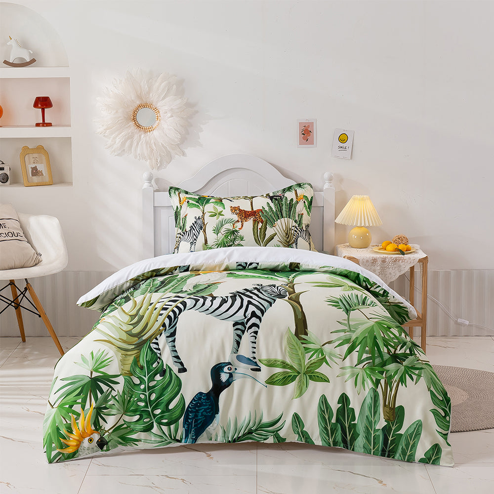 3D Tropical Plant Animal Zebra Quilt Cover Set Bedding Set Duvet Cover Pillowcases 244