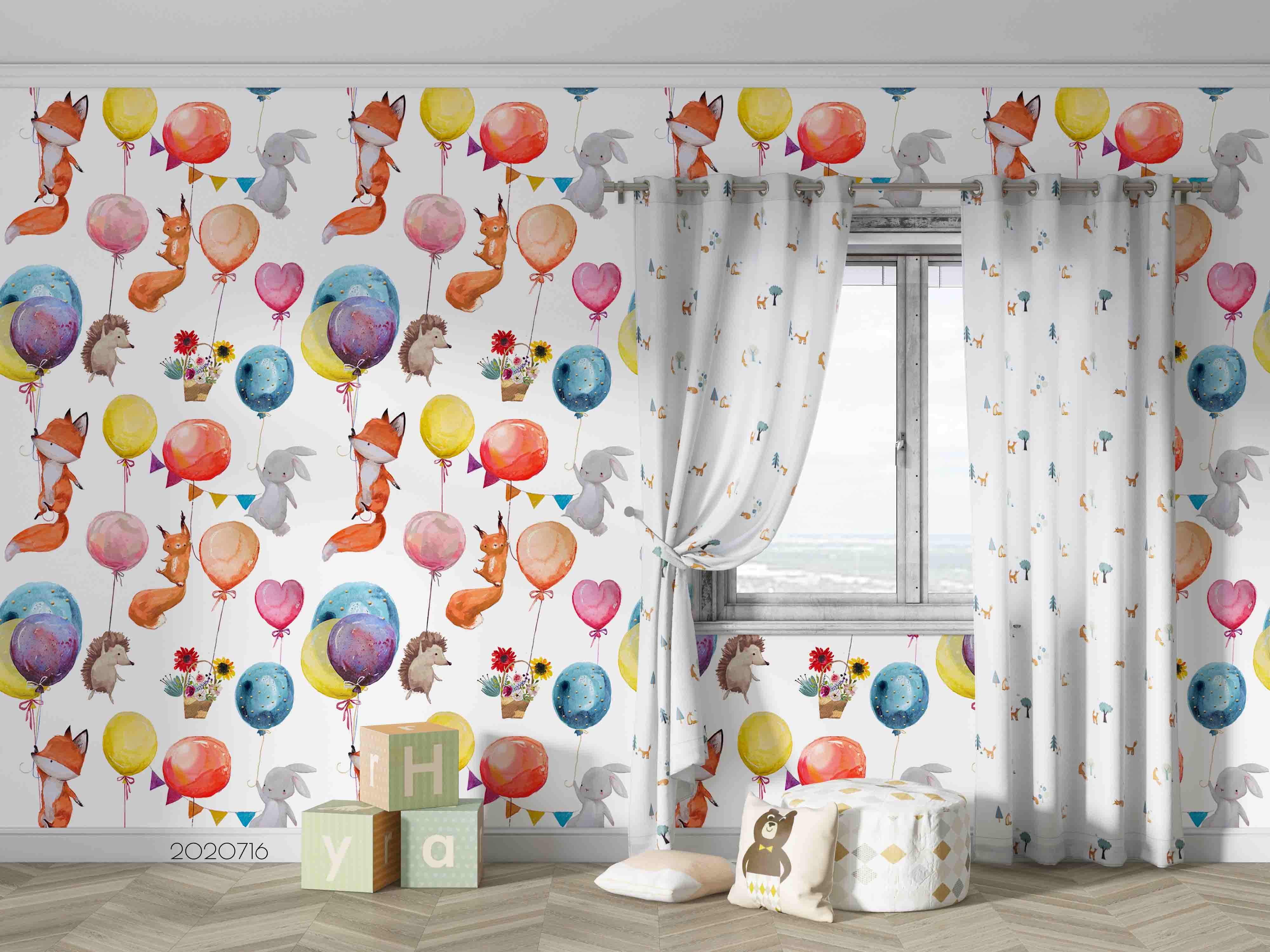 3D Cartoon Color Balloon Animal Wall Mural Wallpaper Lqh 242