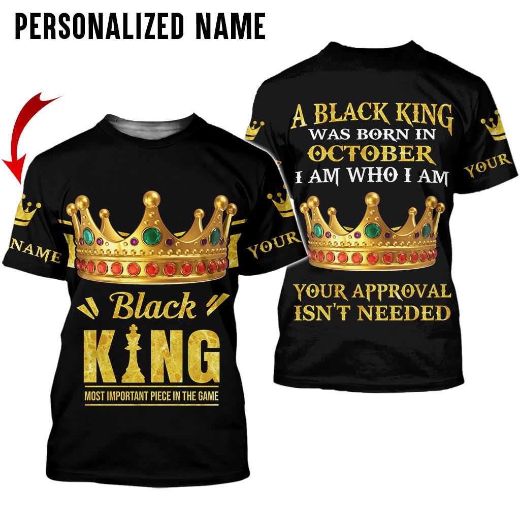 Personalized Name October Black King 3D All Over Printed Clothes, October Birthday Gift