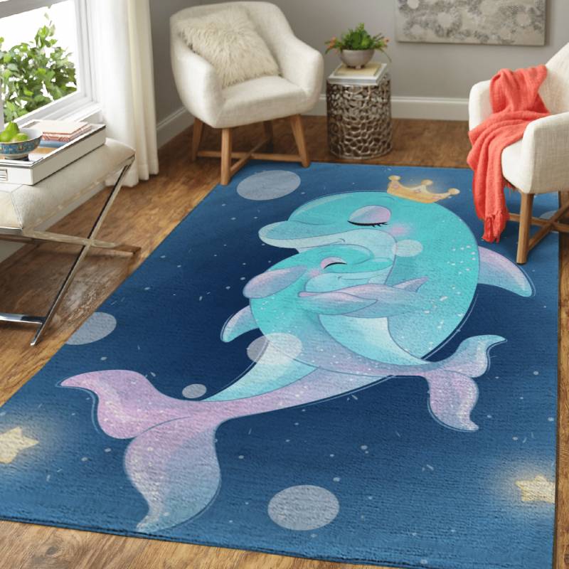 dolphin mother and baby – Cute Animals Area Rug Carpet