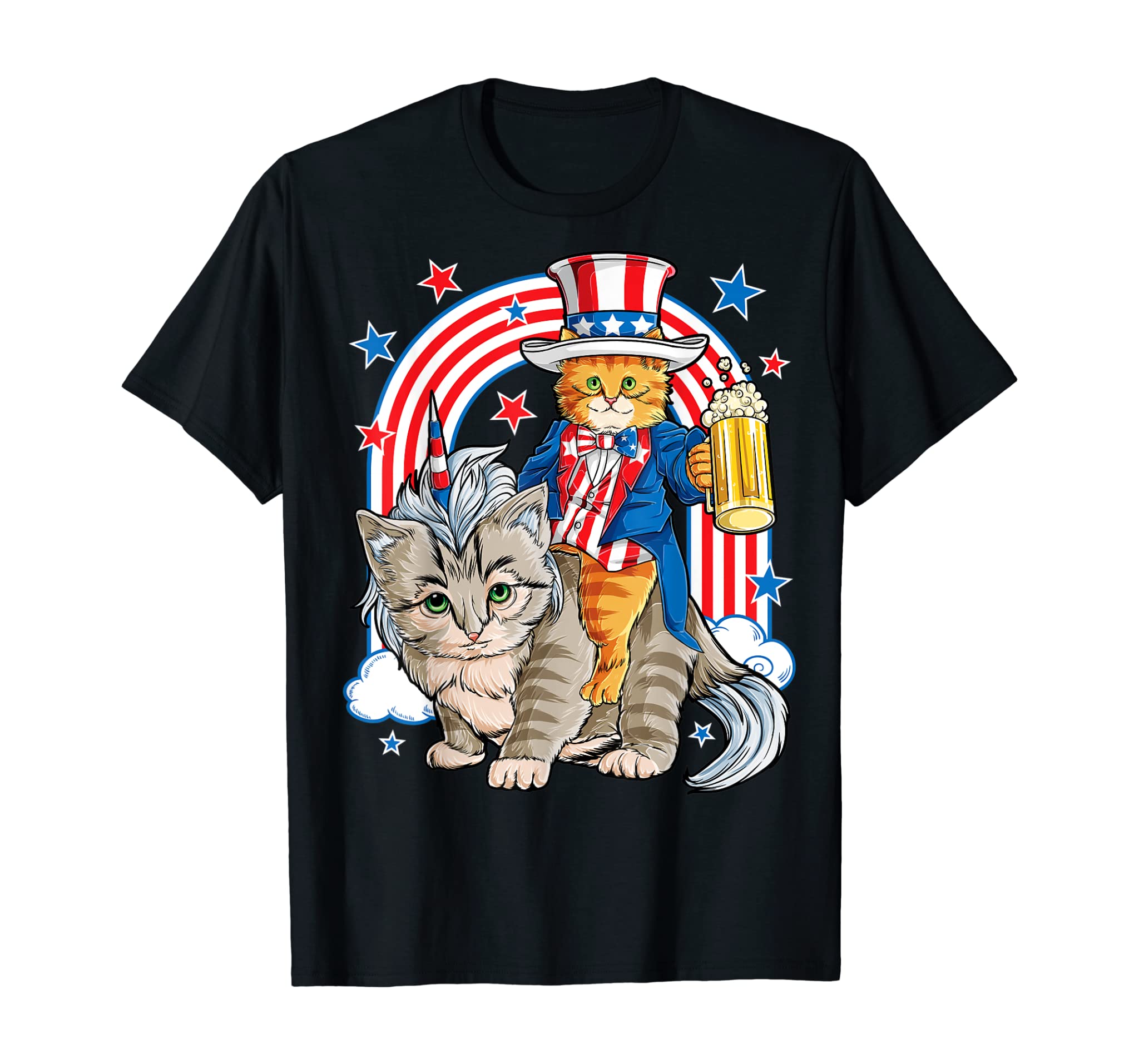 Cat 4th of July T shirt Caticorn Unicorn Meowica Women Men