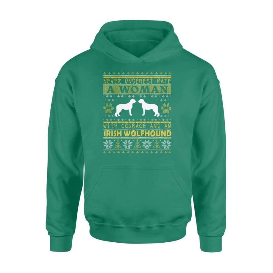 A Woman With Courage And An Irish Wolfhound Christmas – Standard Hoodie
