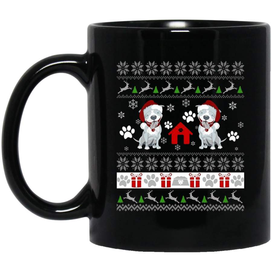 Ugly Christmas Sweater Pit bull Xmas Dog Lovers 11 oz 15 oz Black Mug