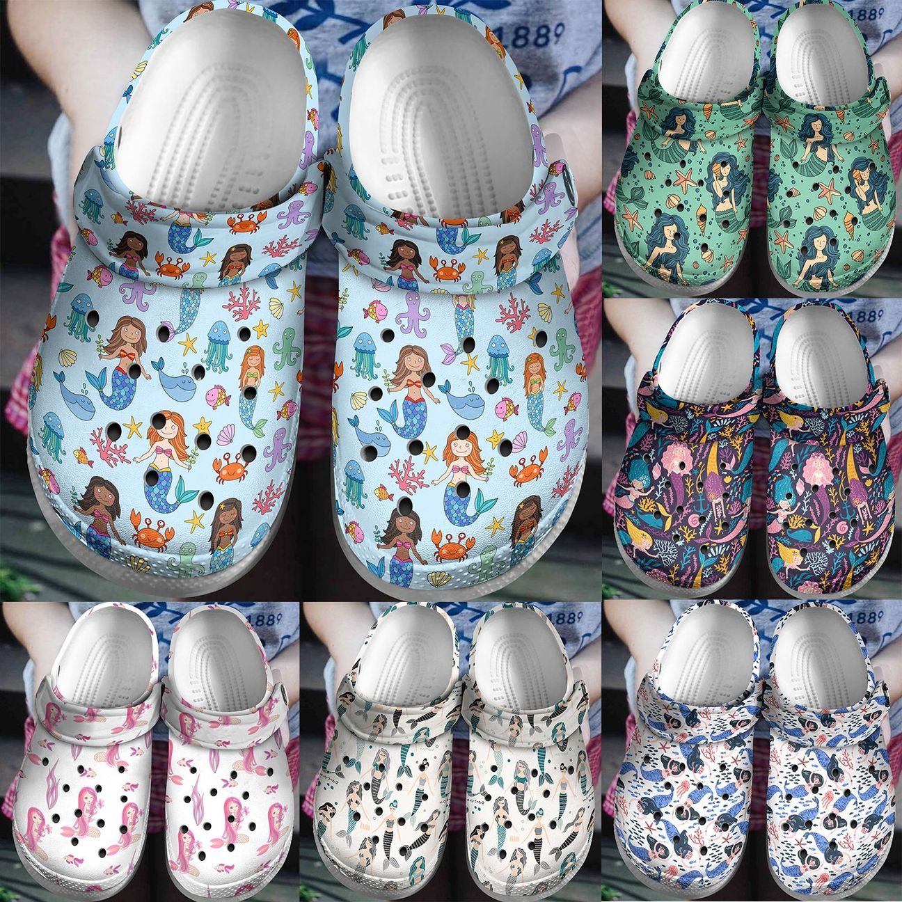 Mermaid Personalize Clog, Custom Name, Text, Fashion Style For Women, Men, Kid, Print 3D Mermaid Collection