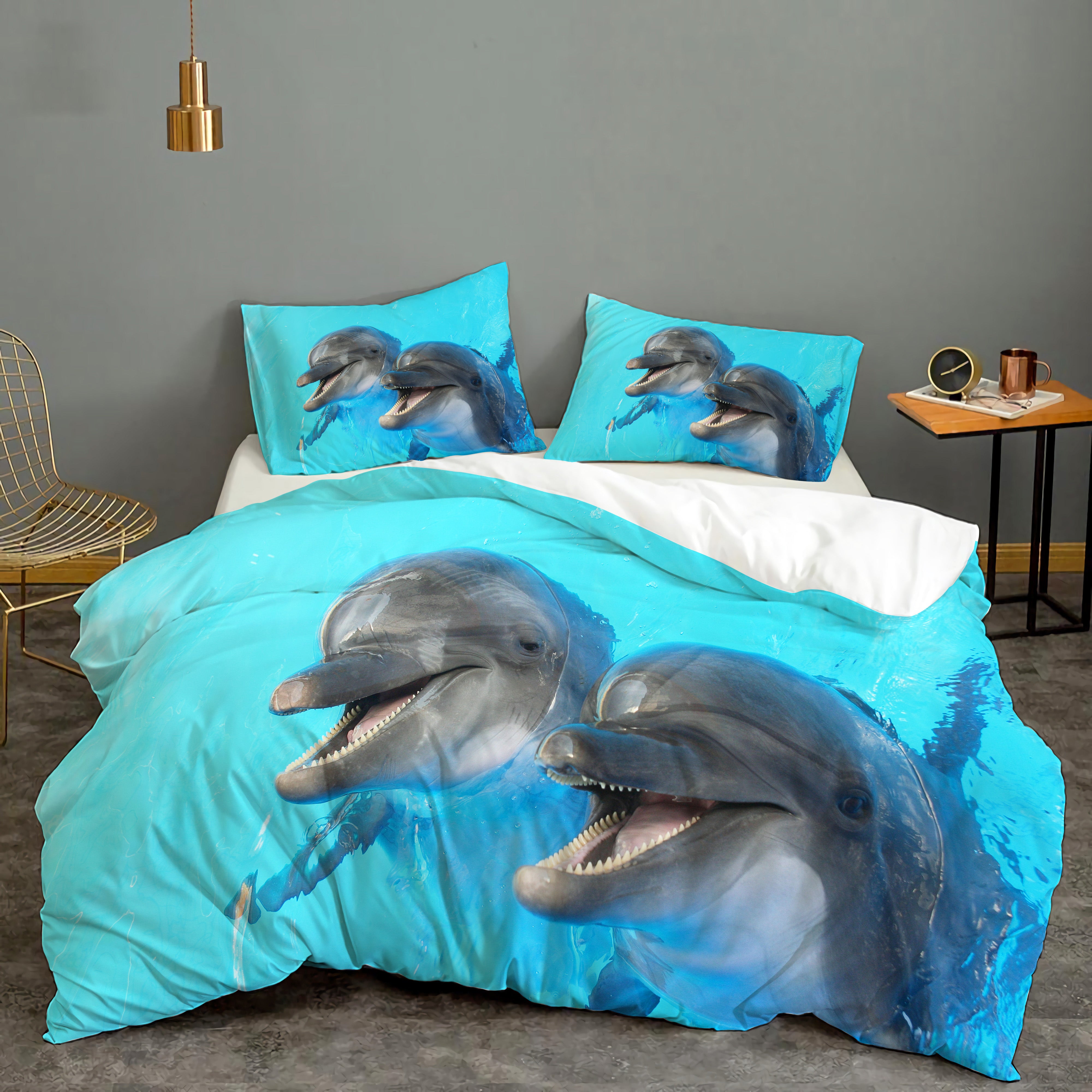 3D Blue Sea Animal Dolphin Quilt Cover Set Bedding Set Duvet Cover Pillowcases 33