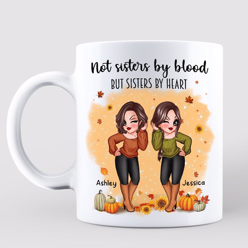 Fall Season Pretty Best Friends Sisters Personalized Mug