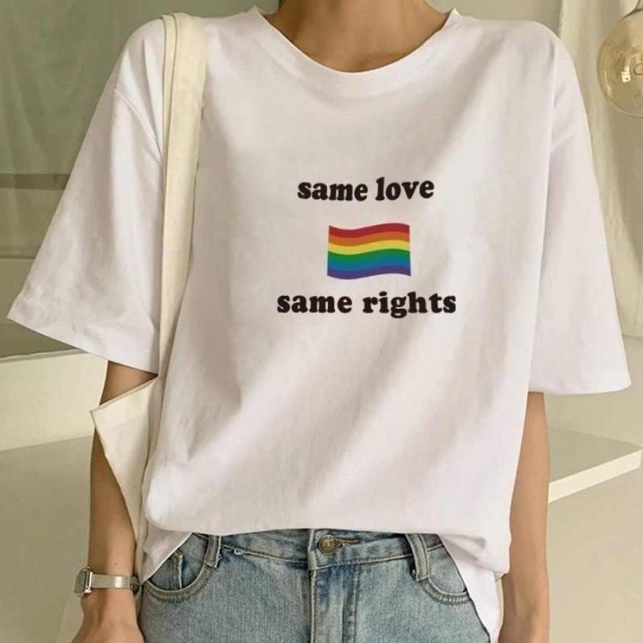 Same Love Same Rights Rainbow T-Shirt Lgbt Pride T Shirt Lgbtq Tshirt For Women S-3Xl