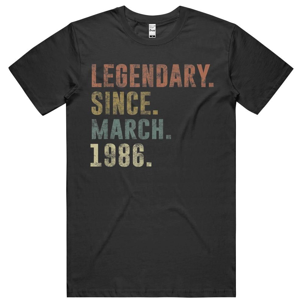 35th 1986 Birthday Gift Vintage Legendary Since March 1986 Unisex Shirt