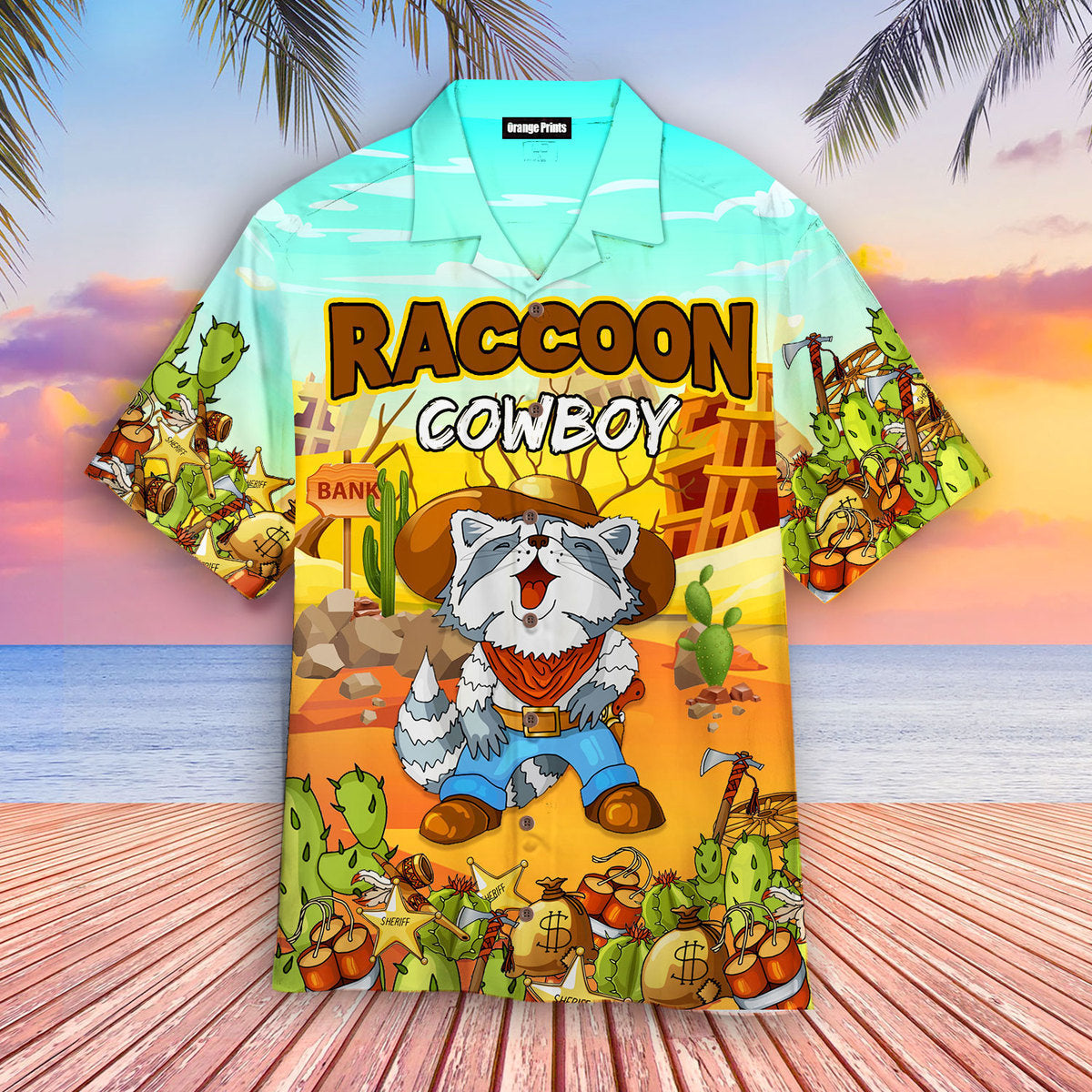 Funny Cowboy Raccoon In Desert Aloha Hawaii Shirts For Men Women Ha52162