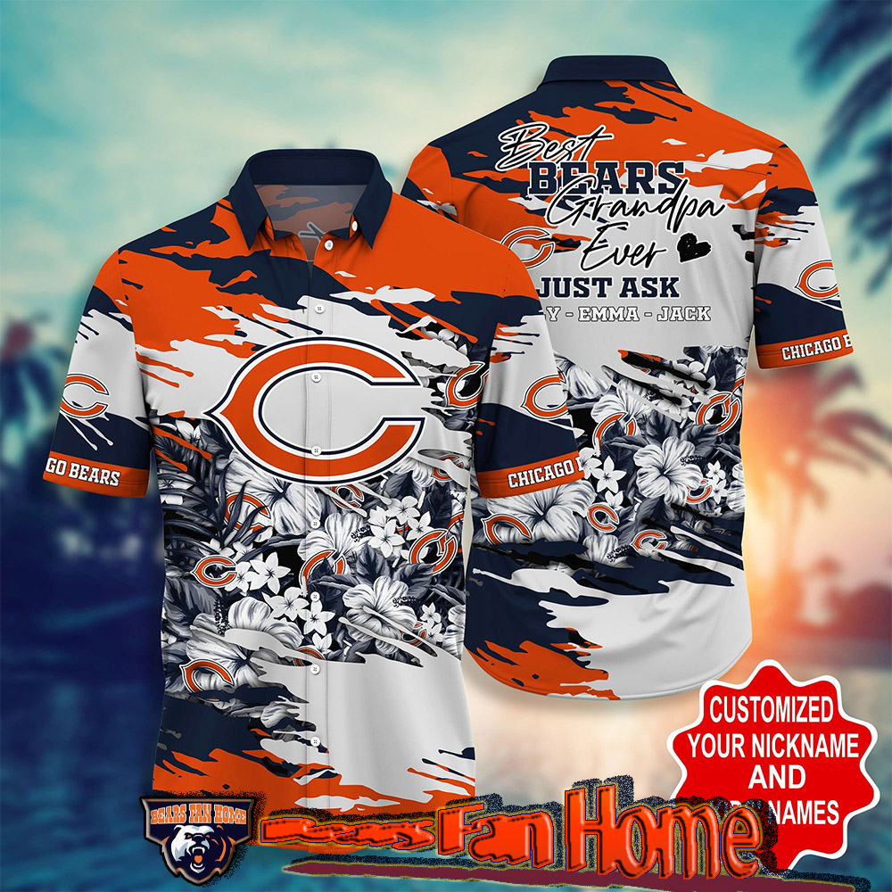 Custom Chicago Bears Mens 3D Hawaiian Shirt White Gift For Fan