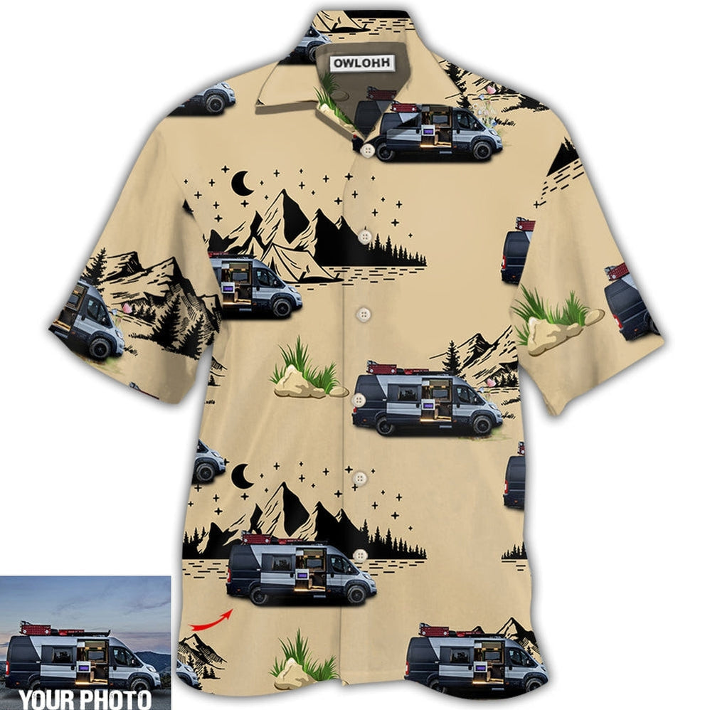 Camping Van Outdoor Life Moon Night Custom Photo Hawaii Shirt Ha92758