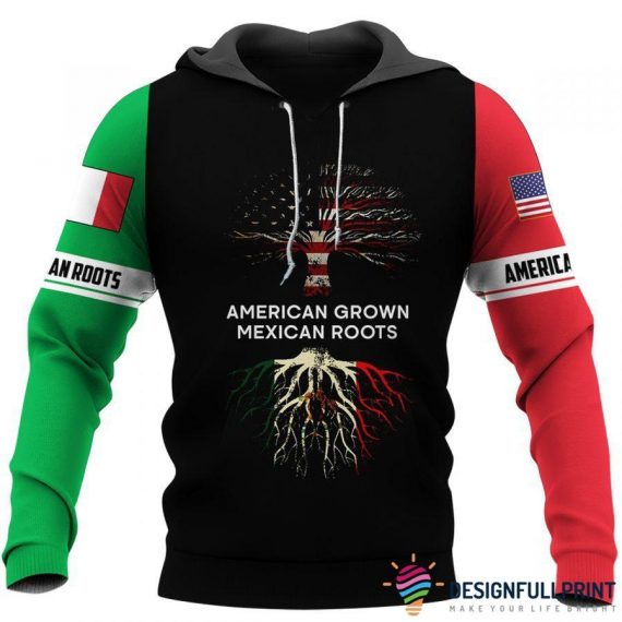 American Grown With Mexican Roots Mexican American Us Unisex Size Hoodies