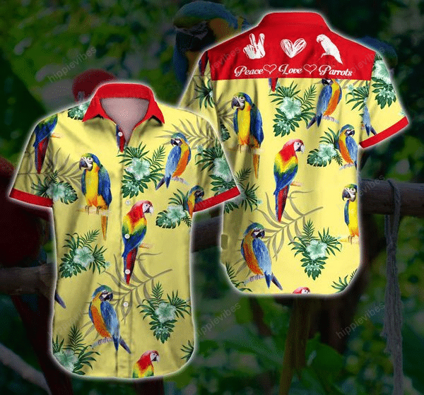 Peace Love Parrot Hawaiian Shirt Ha68335