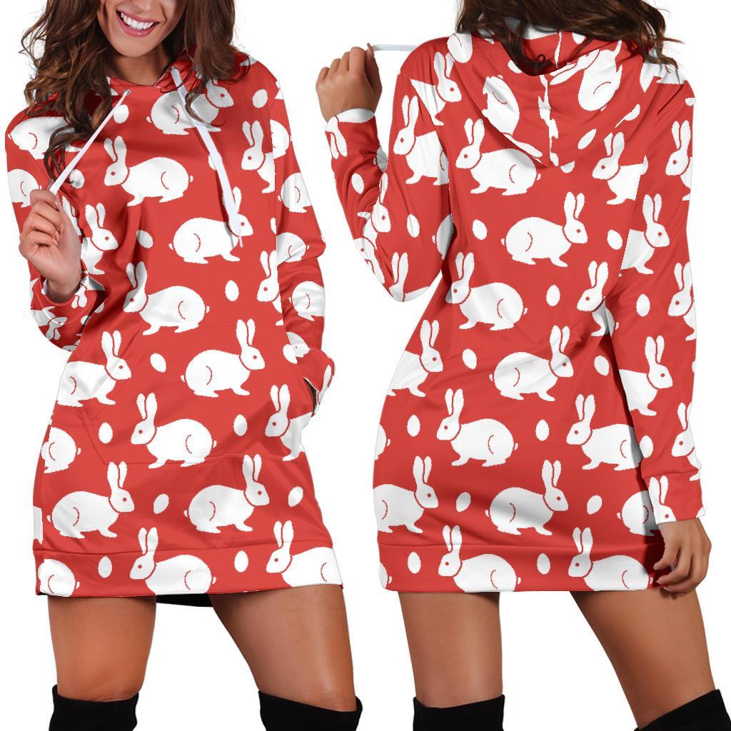 Rabbit Pattern Print Design Rb017 Women Hoodie Dress