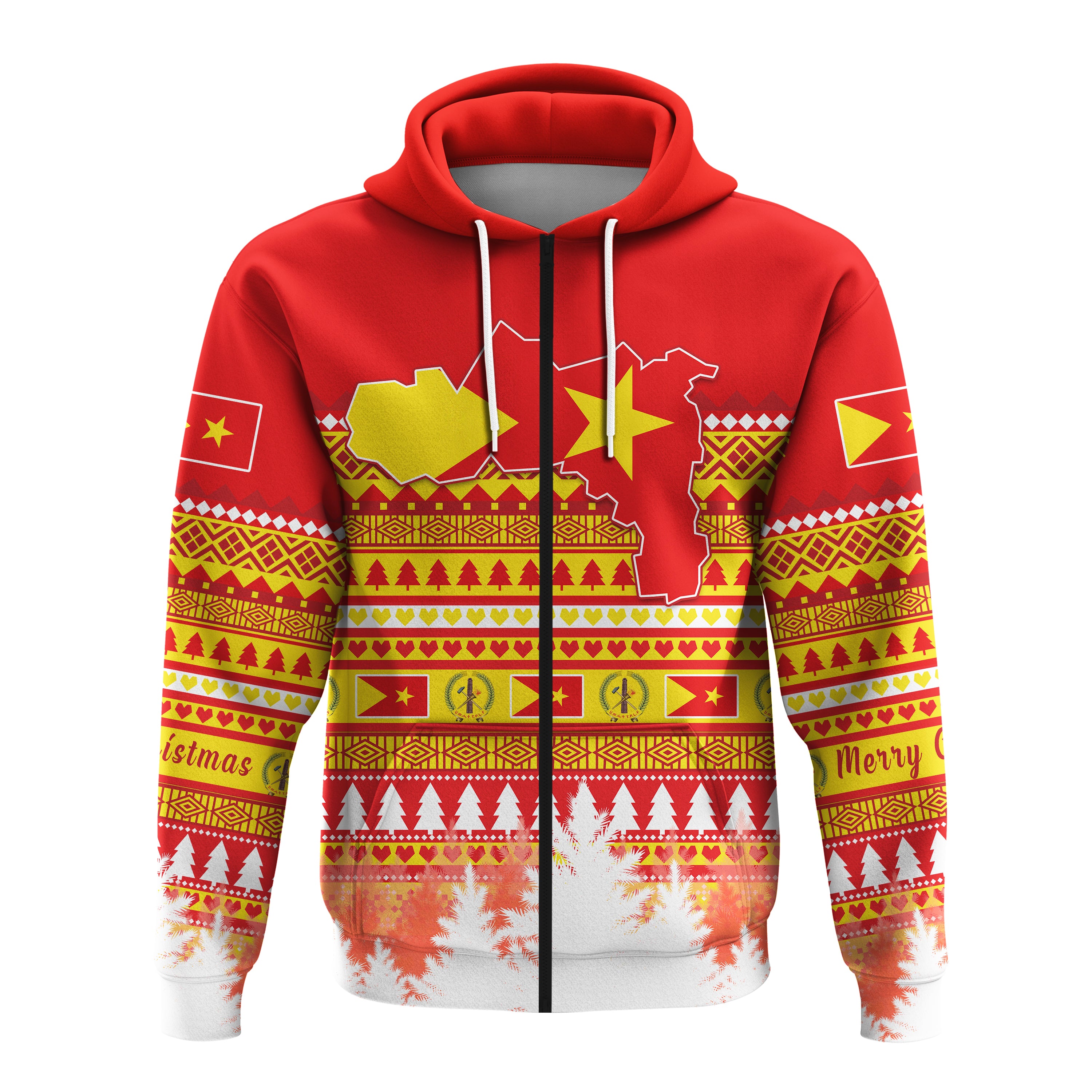 Tigray Zip Hoodie Merry Christmas Mix African Pattern Lt13